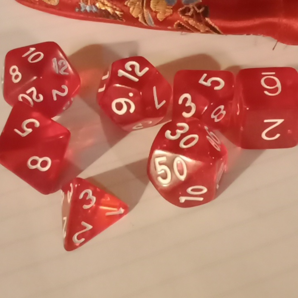 Translucent Red Polyhedral RPG Dice